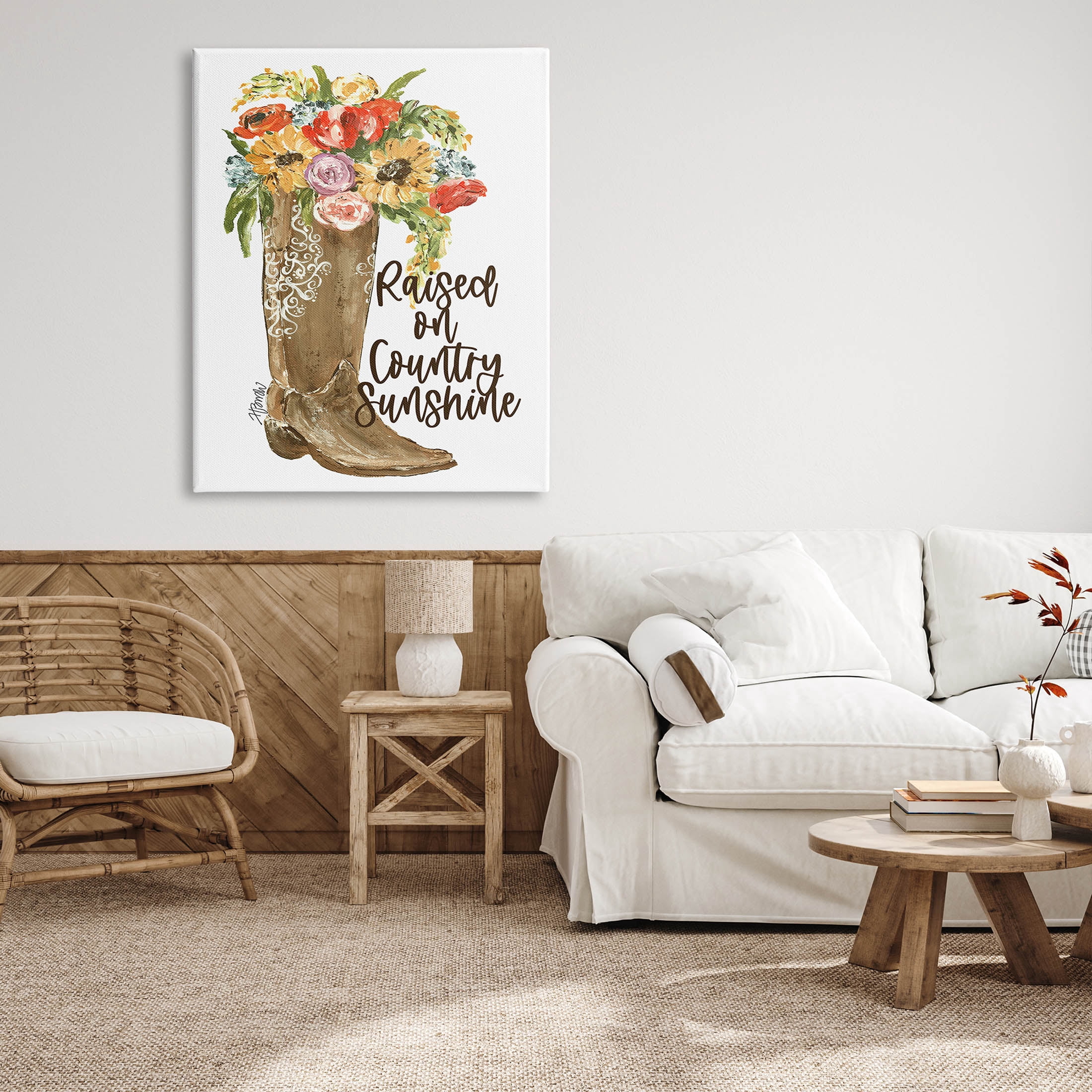 Raised On Country Sunshine Bouquet Botanical & Floral Graphic Art Gallery Wrapped Canvas Print Wall Art