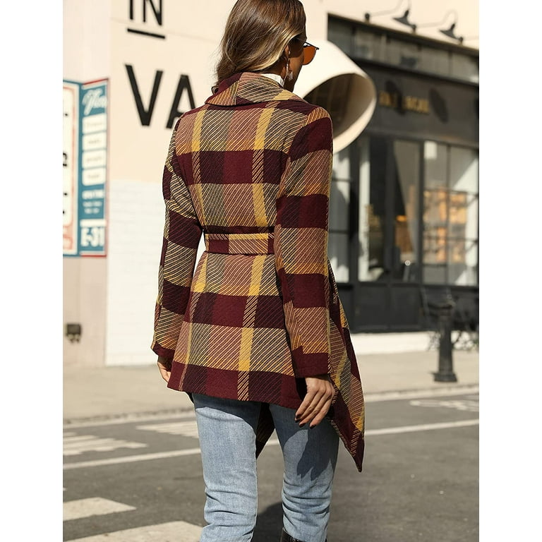 Tanming Women's Warm Double Breasted Wool Pea Coat Trench Coat  Jacket with Hood : Clothing, Shoes & Jewelry