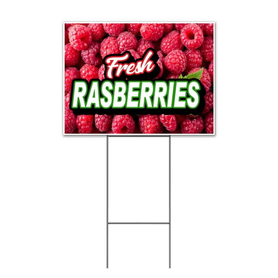 Fresh Rasberries (18" x 24") Yard Sign, Includes Metal Step Stake