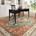 thumbnail image 3 of Lahome 8'x10' Area Rugs for Living Room,Machine Washable Rugs,Low Pile Non Slip Vintage Floral Print Rug Carpet for Entryway,Hallway,Kitchen,Home Decor,Geometric Tribal, 3 of 15