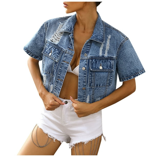 Abrigos de primavera y otoño para mujer Ropa de abrigo de manga corta sólida Fridja zx4249