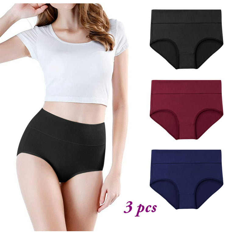 Women's High Waisted Cotton Underwear Stretch Briefs Soft Full Coverage  Panties Please buy one or two sizes up
