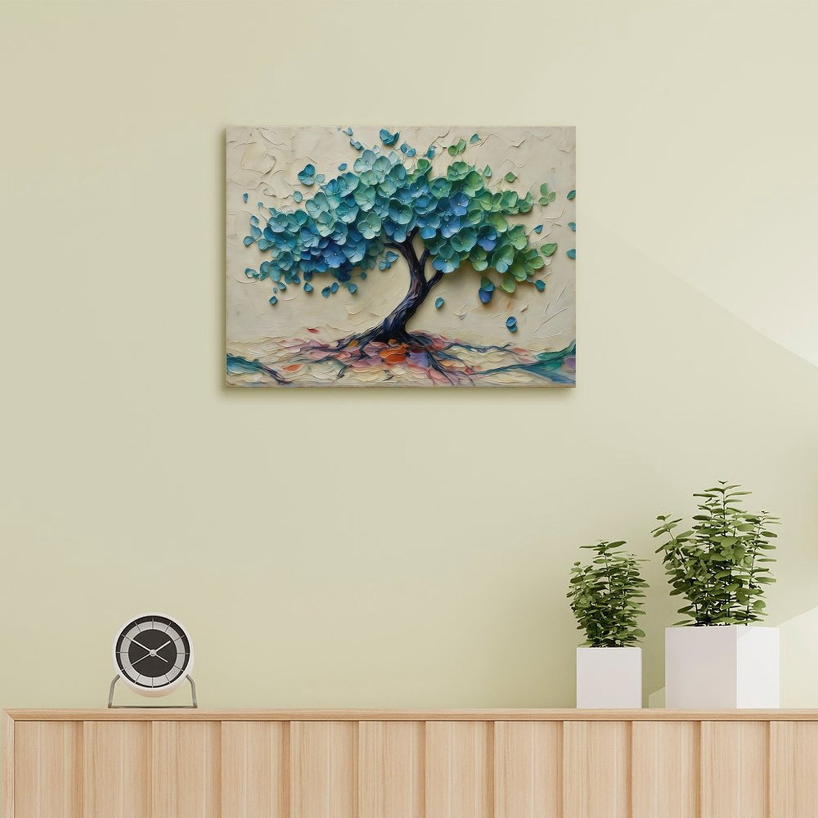 Tree of Life Canvas Wall Art, Textured Abstract Tree Oil Painting Style Print, Waterproof Canvas Artwork for Living Room Bedroom Office Home Decor