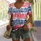 thumbnail image 1 of Fiudx Ofertas Flash Del Día Solo En Línea Blusa Superior con Estampado de Manga Corta y Cuello En V, Cómoda E Informal, a La Moda para Mujer, 1 of 5