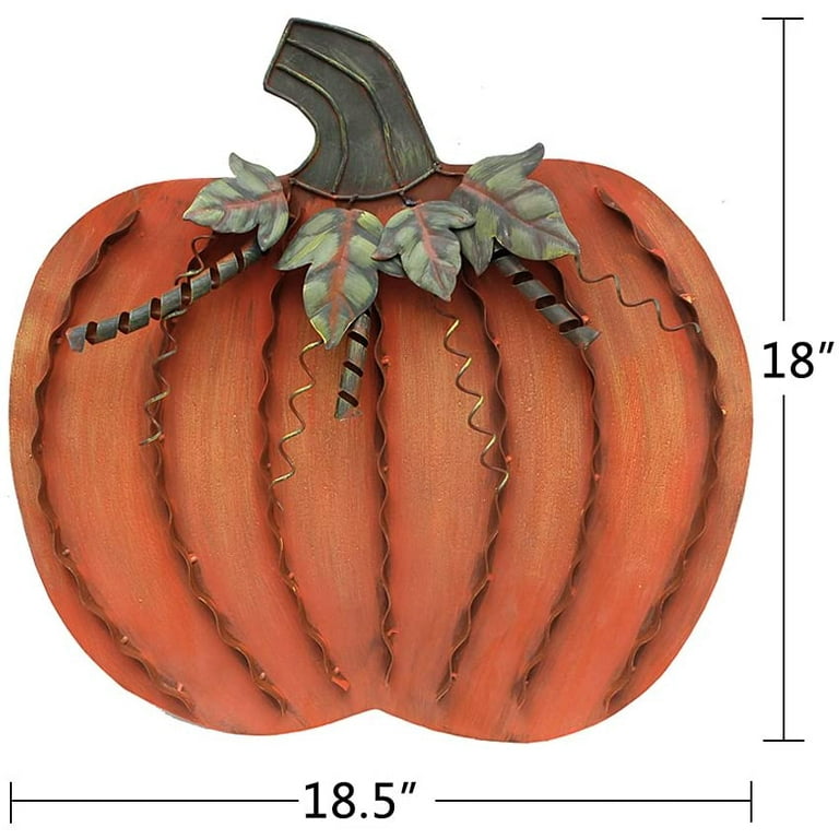 Metal Fall Pumpkin Decor, Indoor Outdoor Standing Flat Pumpkin Decoration  for Autumn Harvest Thanksgiving Halloween Decoration Home House Kitchen