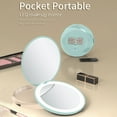 thumbnail image 3 of LED Travel Makeup Mirror, 1X/2X Compact Mirror, 3.5 inch Portable Handheld 2-Sided Mirror, Green, 3 of 7