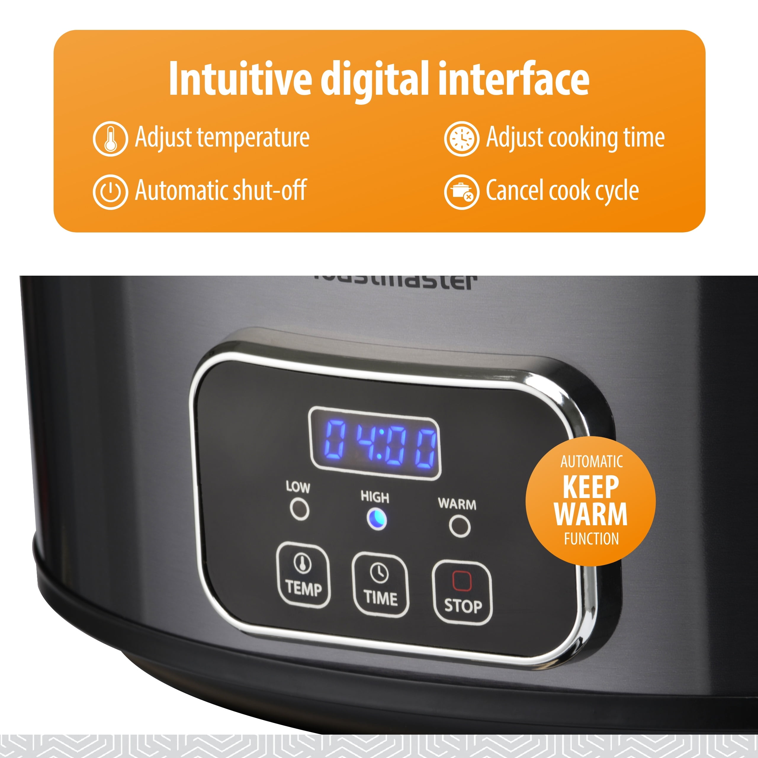 Toastmaster 4-Quart Digital Slow Cooker with Locking Lid, Graphite