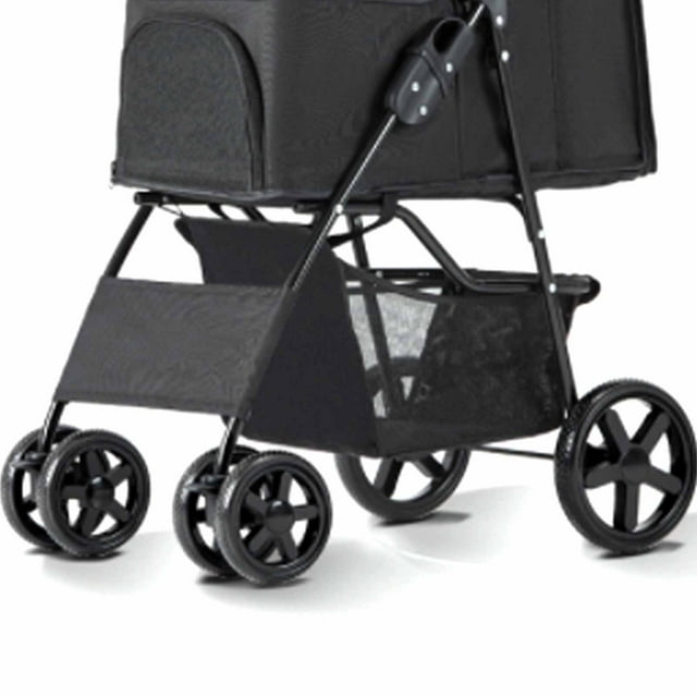 Cat Strollers Pet Stroller Lightweight Foldable Ventilate Oxford Portable Small Dog Stroller For Dogs Cats Black