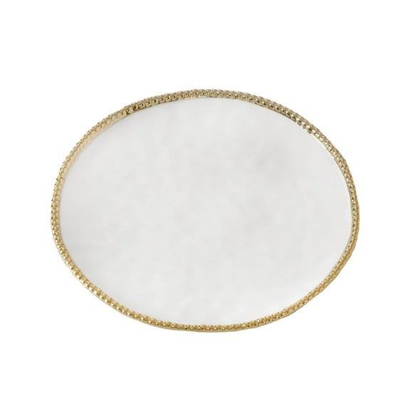 Pampa Bay Porcelain Round Dinner Plate, 11.25 x 11.25 Inch., White/Gold Tone, Oven and Dishwasher Safe