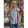 thumbnail image 1 of Purcoar Women's Floral Ruffled Short Sleeve Tops Round Neck Casual Blouses, 1 of 7