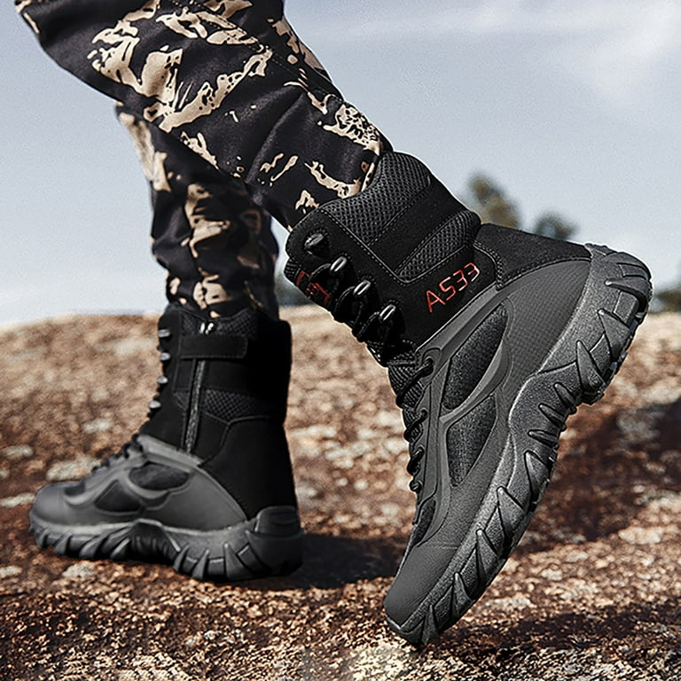 IUJSOY Military Tactical Work Boots for Men Outdoor Hiking