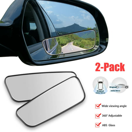 TSV Blind Spot Mirrors, 360 Degree Rotate Adjustable Square Blind Spot Mirror, Waterproof Glass Car Blind Wide Mirror for Traffic Safety, 2-Pack