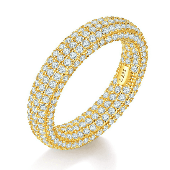 Lyee Cyee Moissanite Wedding Band 925 Sterling Silver Rings For Men 18K Gold Plated D Color VVS1 Clarity Brilliant Round Cut Engagement Rings