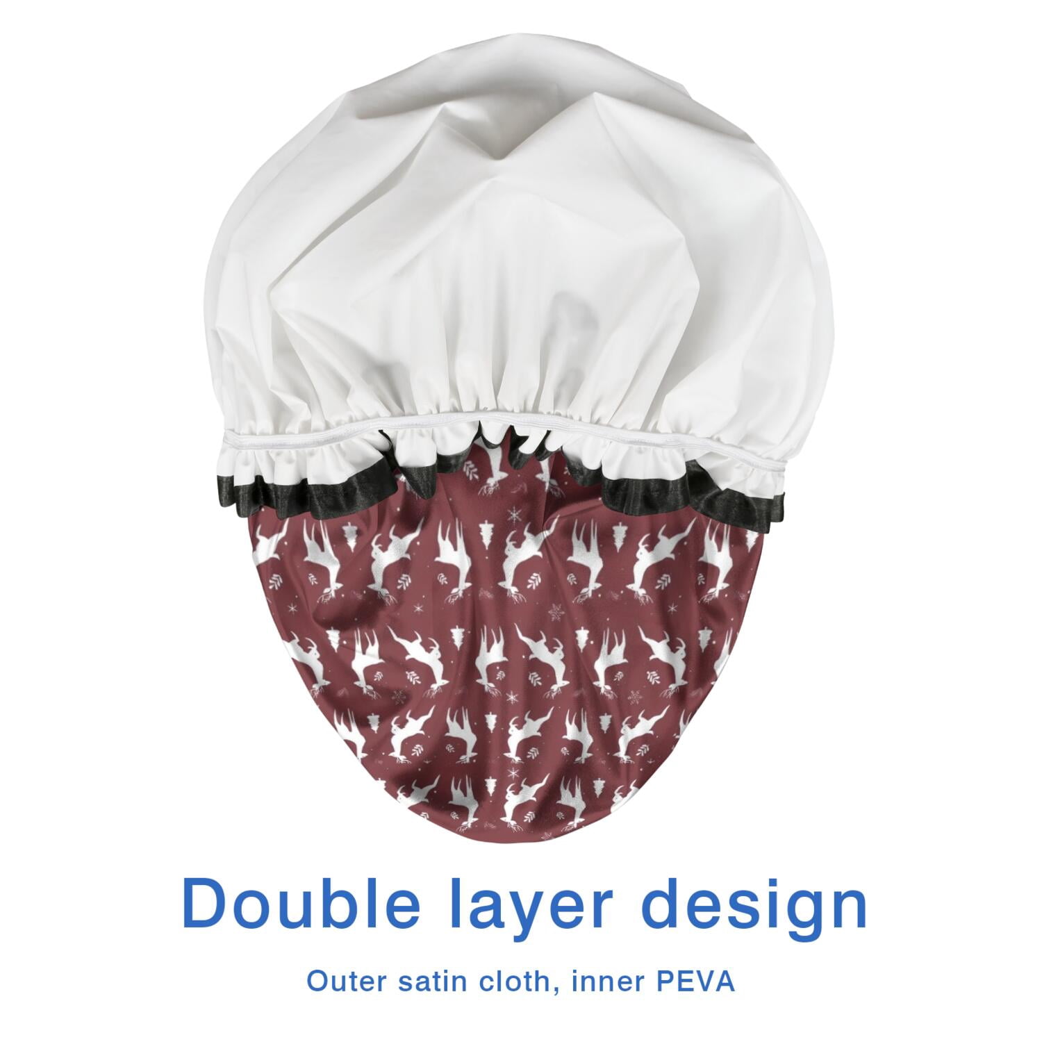 Shower Caps,Red Christmas Deer Pattern Waterproof Shower Cap for Women 4 Pieces,Double Reusable Hair Cover for Shower PEVA Elastic Stretch Hem