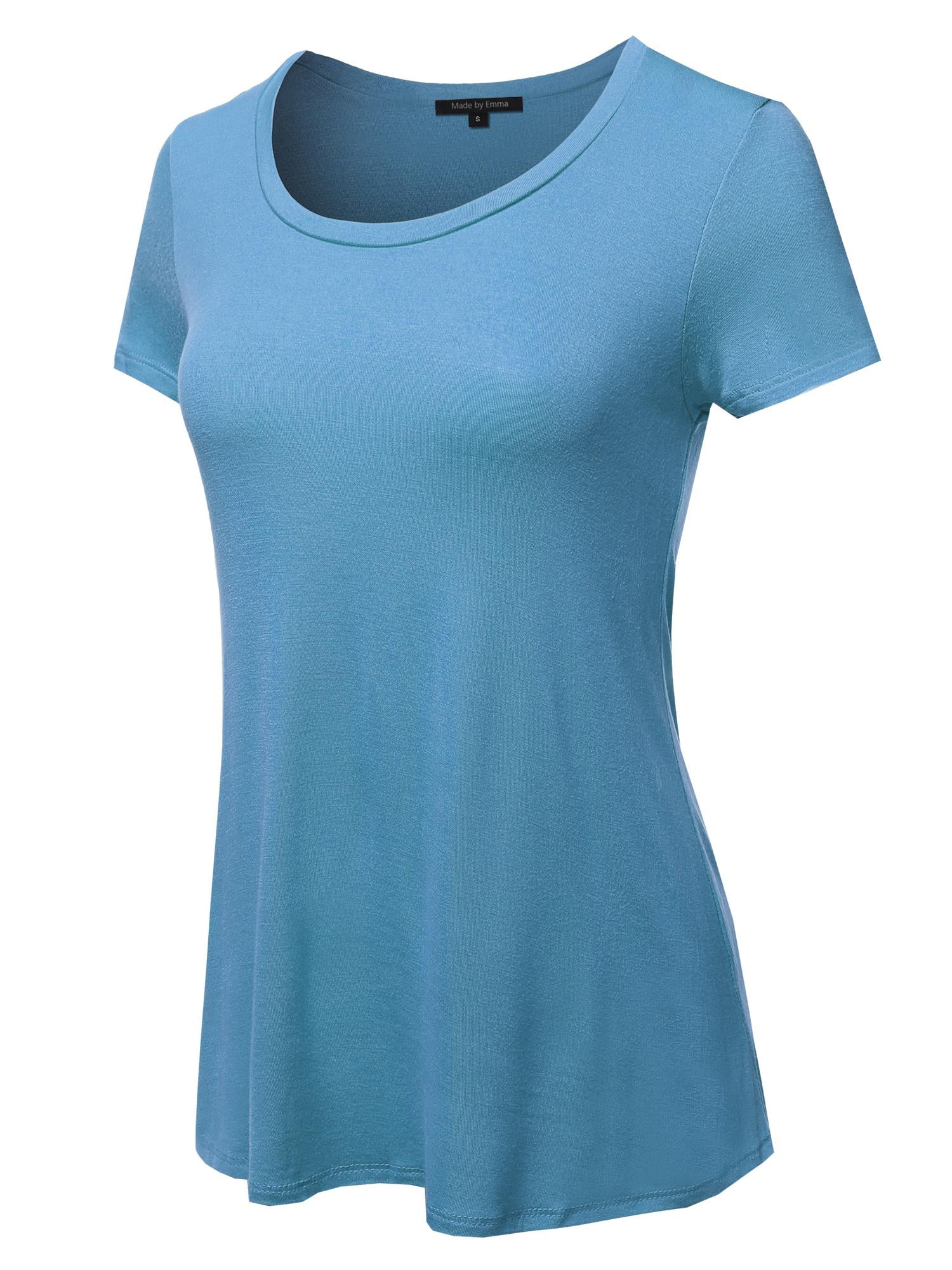 FashionOutfit Women's Basic Short Sleeve Rayon Scoop Neck Tee - Walmart.com