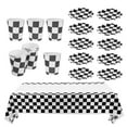 thumbnail image 4 of CIMAXIC Party 1 Set Of Black And White Disposable Party Dinnerware Racing Theme Party Gathering Supplies Theme Party Decoration Tablecloth Cup Disposable Tableware Festival Supplies, 4 of 5