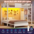 thumbnail image 4 of Bunk Bed Twin Over Twin Size with 8 Storage Drawers, Twin Bunk Beds with Led Lights & Storage Shelves, Metal Loft Bed with 13.4" H Guardrail & Ladder,White, 4 of 9