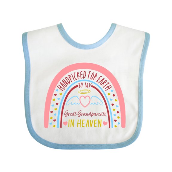 Inktastic Handpicked for Earth by My Great Grandparents in Heaven Rainbow Boys or Girls Baby Bib