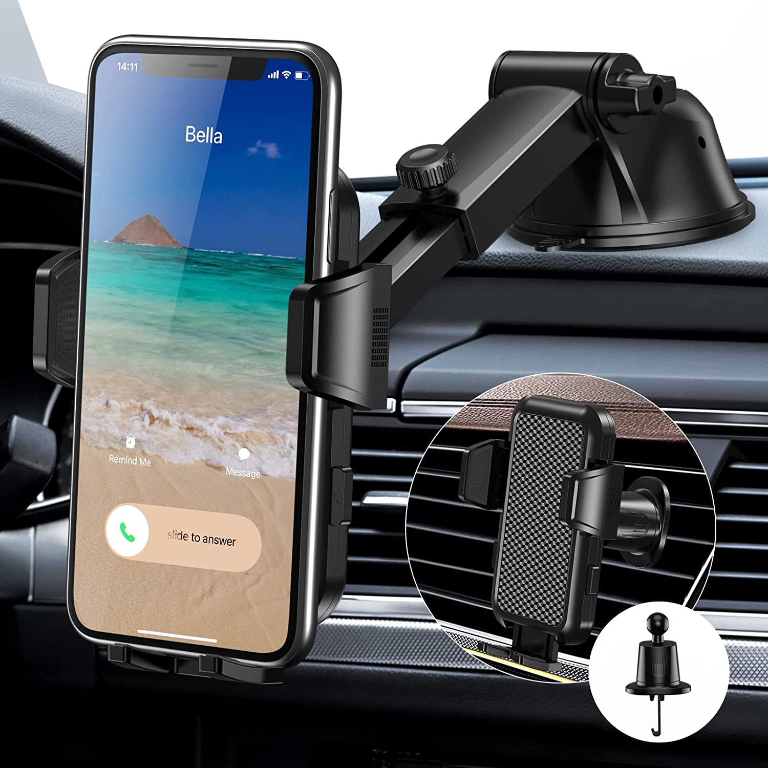 Car Phone Holder Mount, Upgraded Super Strong Suction Power Phone Mount