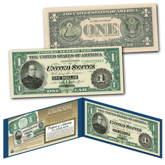 1862 Salmon CHASE Civil War Treasury One-Dollar Banknote designed on UNC New $1