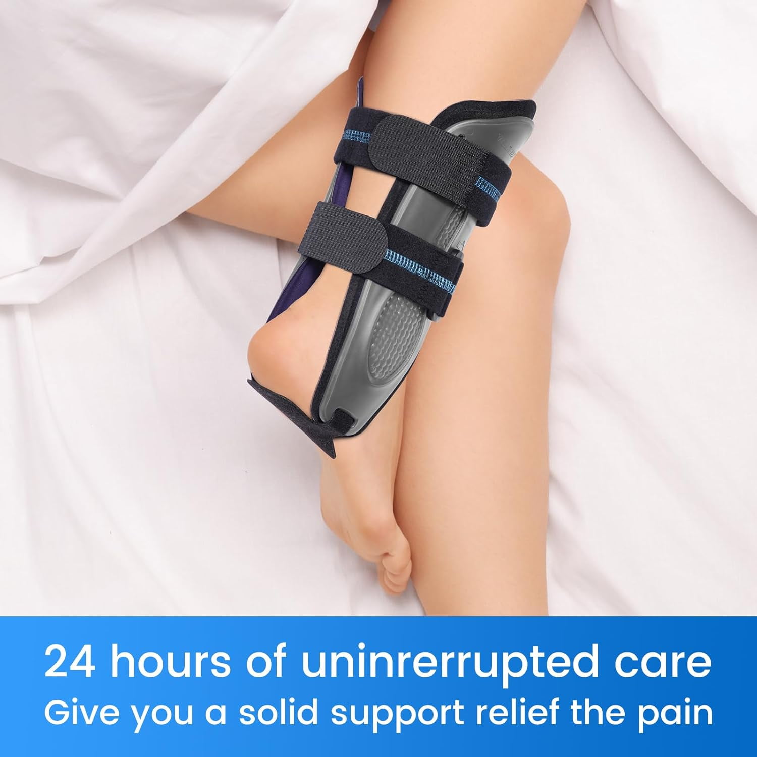 Velpeau Ankle Support Brace for Men & Women, Ankle Stabilizer, Stirrup Splint for Sprains, Tendonitis, Volleyball, Basketball, Sprained Ankle, Reversible Left & Right Foots, One Size (Foam Pad, Grey)