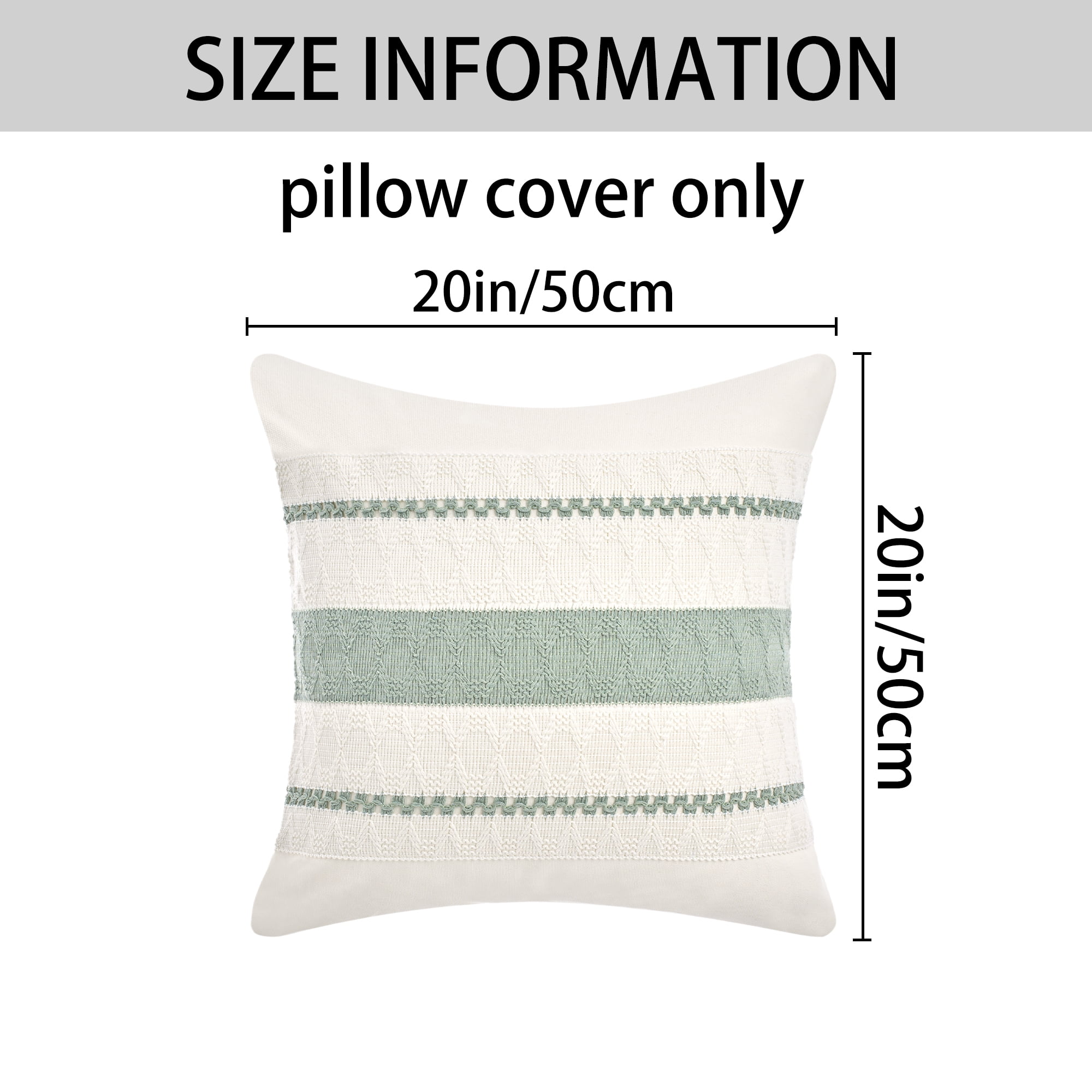 Unique Bargains Striped Throw Pillow Covers Pack of 2 Green 20" x 20"