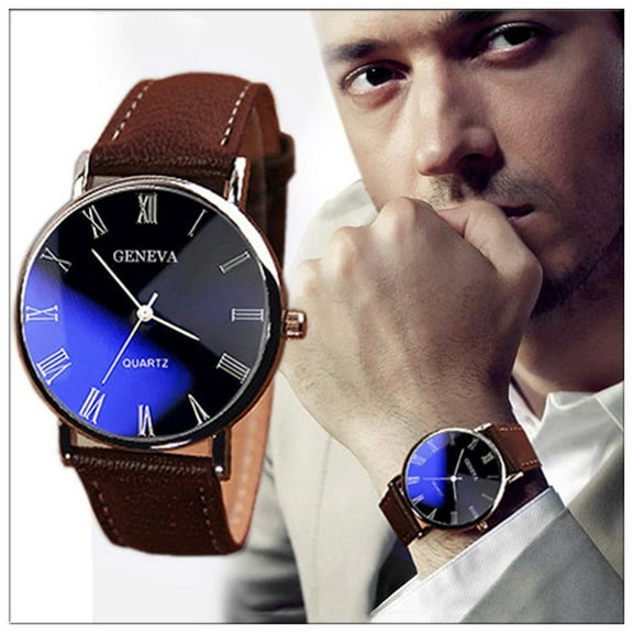 Ausyst Men's Watch Fashion Luxury Faux Leather Mens Quartz Analog Watch Watches Watches for Men on Sale Clearance