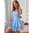 thumbnail image 3 of Women'S Backless Tie Short Dress Summer Models Halter Dresses Light Blue XL, 3 of 6