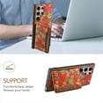 thumbnail image 6 of for Samsung Galaxy S24 Ultra Luxury Premium PU Leather + TPU Case with 3 Card Slots, Kickstand Back Case Floral Pattern Skin-Friendly Shock-resistance Cover for Samsung Galaxy S24 Ultra, Summer, 6 of 6