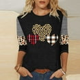 thumbnail image 2 of Valentines Shirt for Womens Plus Size 3/4 Sleeve Tops Cute Plaid Leopard Heart Print Crewneck Tees, 2 of 4