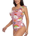 thumbnail image 3 of Yiaed Cartoon Chicken Print Women One Piece Swimsuits Tummy Control One Shoulder Bathing Suits Pattern Ruffle Swimwear-X-Large, 3 of 8