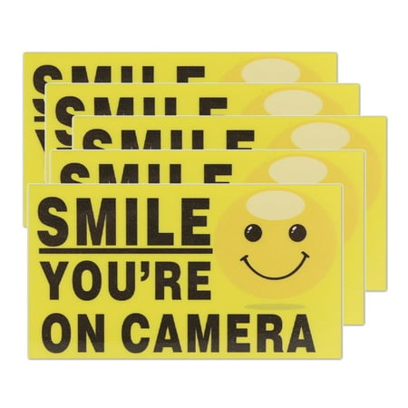 5pcs Vinyl Smile You're On Camera Sticker 3.5"x2" Video Alarm Warning ...