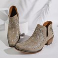 thumbnail image 3 of SACFOF Women's Western Ankle Boots Cutout Glitter Cowgirl Booties Pointed Toe Chunky Block Mid Heel V Cut Slip On Vintage Country Boots, 3 of 6