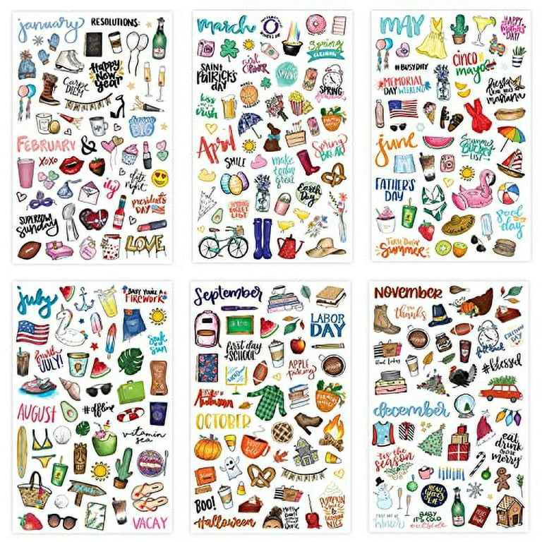 bloom daily planners Holiday Seasonal Planner Sticker Sheets - Vintage Seasonal  Sticker Pack - Over 310 Stickers Per Pack! 