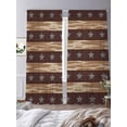 thumbnail image 3 of Western Stars Sheer Curtains 2 Panels Set Vintage Brown Grey Stars Stripes Wood Grain Sheer Window Curtains Light Filtering Rod Pocket Voile Drapes for Bedroom Living Room 52"X108", 3 of 8