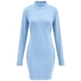 thumbnail image 3 of YTCAMLO Ribbed Knit Sweater Dress for Women Casual Long Sleeve Mock Neck Bodycon Dress Stretch Slimming Fall Winter Mini Dress, 3 of 7