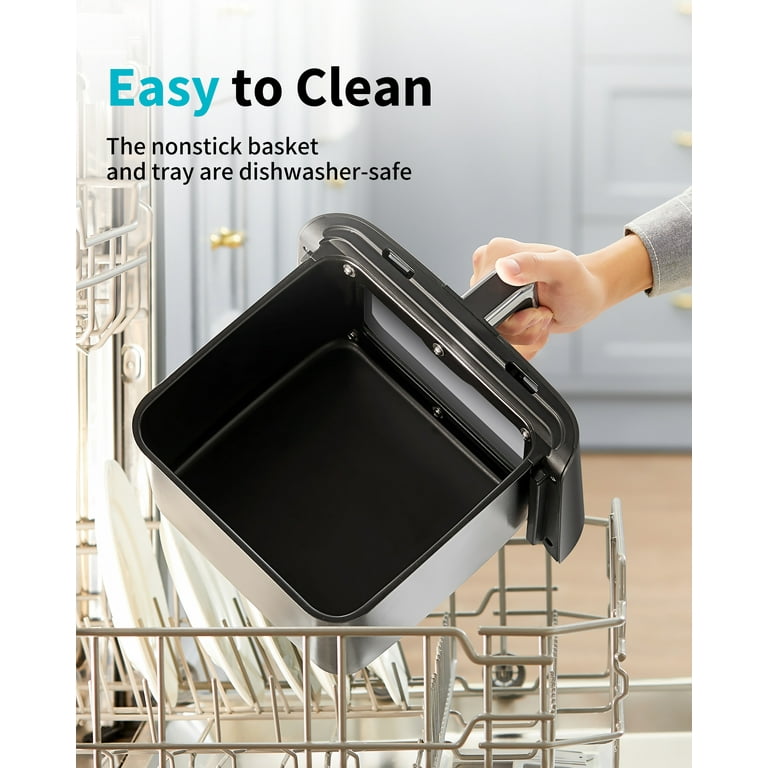 ecozy Air Fryer 6 Quart with See-Through Window Smart Wifi (100 Recipes) Dishwasher  Safe, Black 