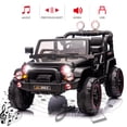 thumbnail image 5 of Black 2-Seater 12V Battery Kids Ride On Car Truck Electric Toys 3 Speeds Gift w/Music,LED,Cover,Remote Control, 5 of 18