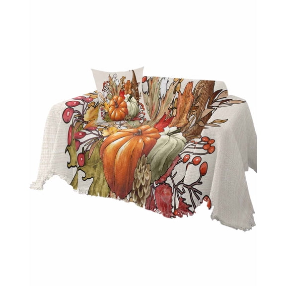 Fall Pumpkin Sofa Couch Covers for Dog,Washable Sectional Couch Slipcovers for Loveseat with Tassels,Country Harvest Autumn Maple Leaf Flower Non Slip Sofa Throw Cover Blanket Large 71''x102''