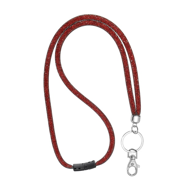 Cadena de llavero Uxcell Bling Lanyard con cristal y gancho de metal blanco, rojo