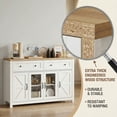 thumbnail image 4 of MARNUR Buffet Cabinet Farmhouse Style, 55" Storage Cabinet with 2 Drawers 4 Doors, Adjustable Shelves for Kitchen Office Bedroom Hallway Entryway, Oak & White, 4 of 12