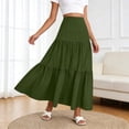 thumbnail image 2 of Cmfcve Women's Boho Flowy Maxi Skirt Ruffle Elastic Waist Pleated A Line Long Skirts, 2 of 6