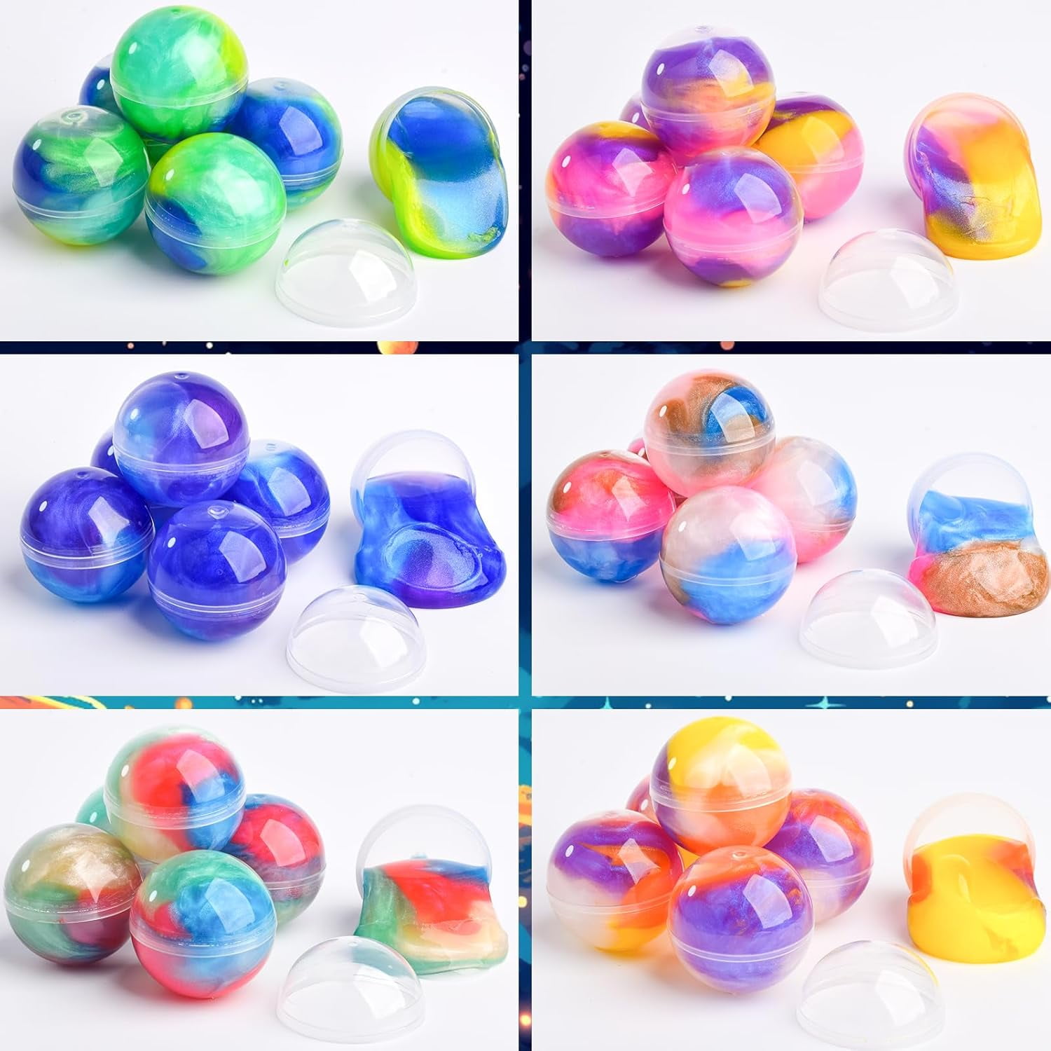 Slime Ball Kit, 36 Pack Galaxy Stress Relief Toys for Kids, Teens, Boys and Girls, Party Favors, Classroom Rewards, Goodie Bag Stuffers, Assorted Colors