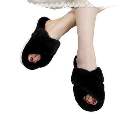 

Black Solid Fashionable Bedroom Slippers Shoes Women Home Slippers
