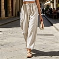 thumbnail image 5 of ClodeEU Women's High Waisted Striped Cropped Wide Leg Pants, Casual Elastic Waist Capri Trousers with Pockets Coffee,Women's Plus XL, 5 of 8