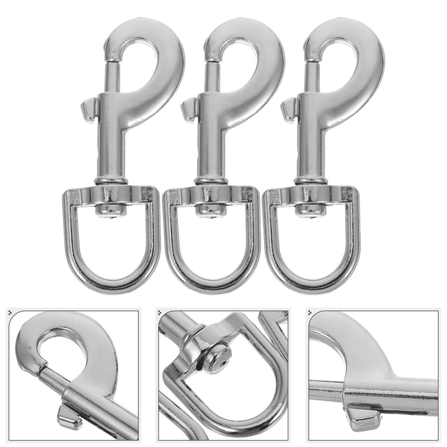 LOLIPPYY 3Pcs Swivel Snap Hooks For Dog Leash Connector Zinc Alloy Silver Color For Travel