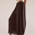 thumbnail image 3 of OIOLOYJM Cropped Pants for Women High Waisted Drawstring Lace-Hem Wide Leg Pants Casual Summer Boho Beach Lounge Trousers with Pockets Coffee M, 3 of 6