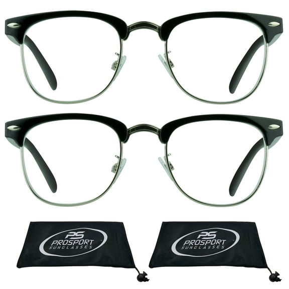 proSPORT Multifocal Progressive Trifocal Reading Glasses Men Women Horn Rimmed Frame 2 Pairs