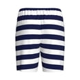 thumbnail image 2 of Lsque Navy Blue And White Stripes Mens Sleep Pajama Shorts,Short Pajama Pants, Cotton Ultra-Soft Knit-Small, 2 of 9