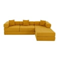 thumbnail image 3 of 108" Modular Sectional Sofa with L-Shape Chaise, Boneless Cloud Couch with Deep Seat, Sponge Compression Sofas No Assembly Required, Modern Sofa Fold-Out Sofa Bed, With Removable Backrest (Yellow), 3 of 11